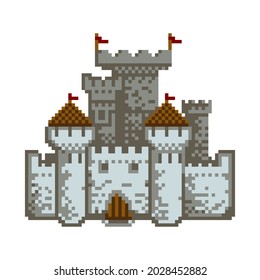 Castillo 8‑Bits: Arte Pixelado Retro de Videojuego – Diseño Colorido y Nostálgico